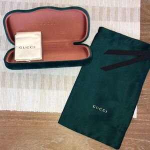 Gucci sunglasses case, emerald green velvet